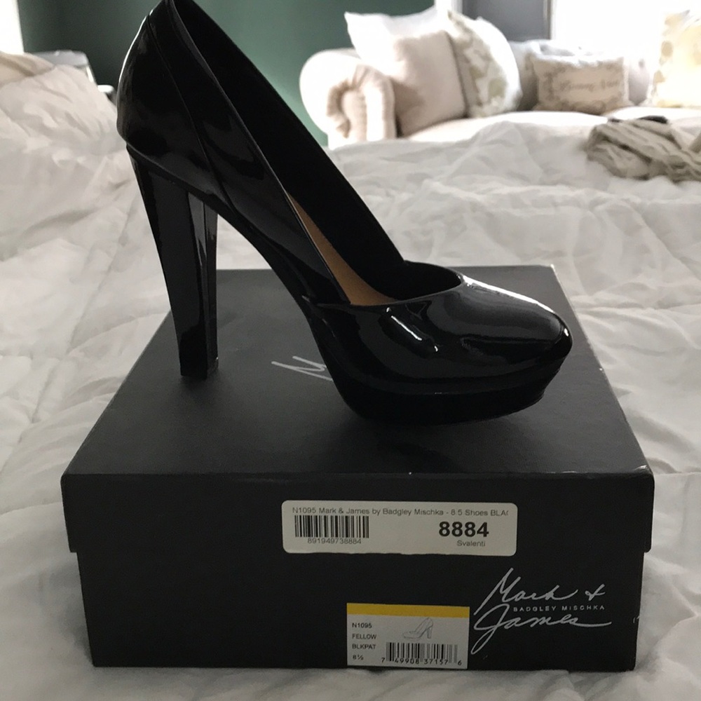 Black patent heels